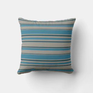 Striped blue grey cushion