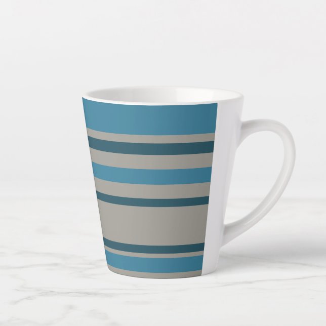 Striped blue grey latte mug (Right)