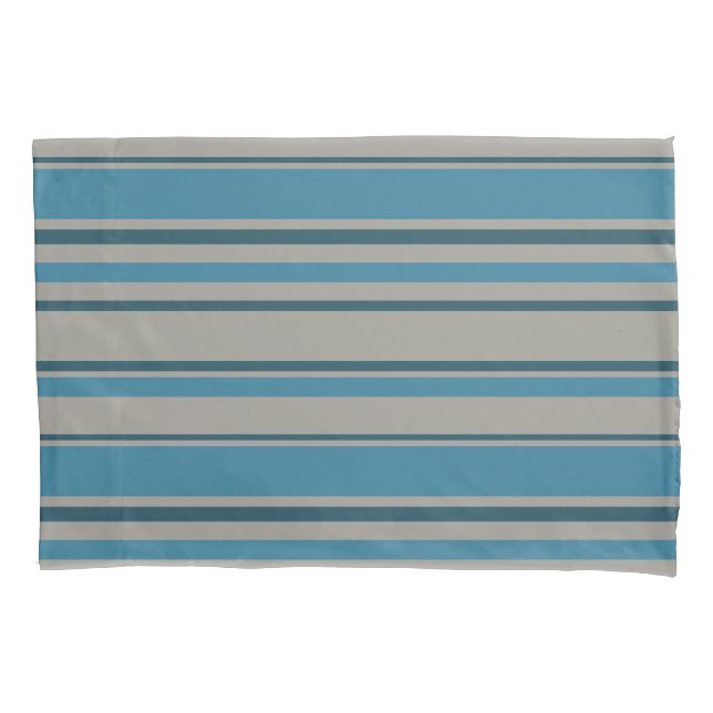 Striped blue grey pillowcase (Front)