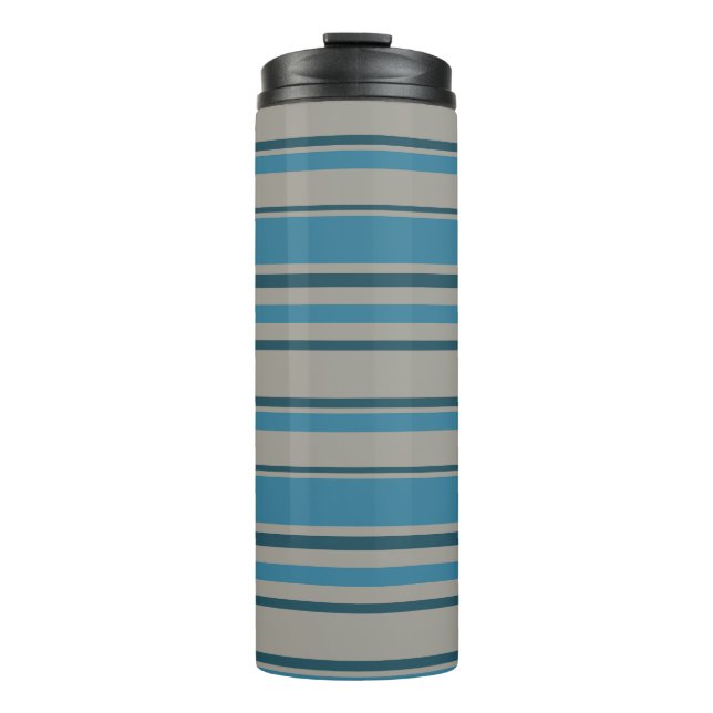 Striped blue grey thermal tumbler (Front)
