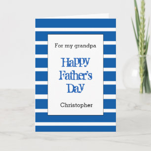 Striped Blue Happy Father's Day Grandpa Card