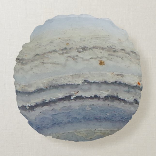 Striped Blue Lace Agate cool unique nature stone Round Cushion (Front)