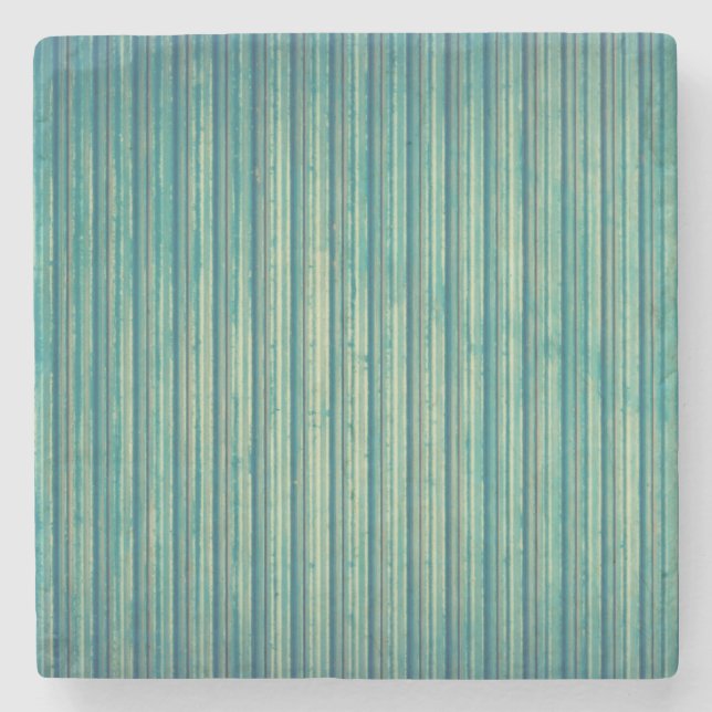 Striped Blue Lines Stone Coaster (Front)