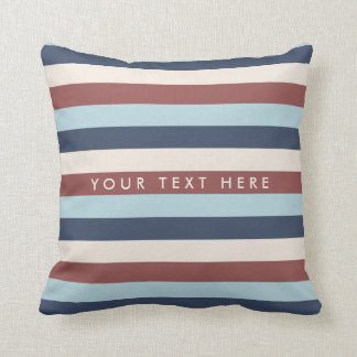 Striped Blue & Marsala Custom Cushion