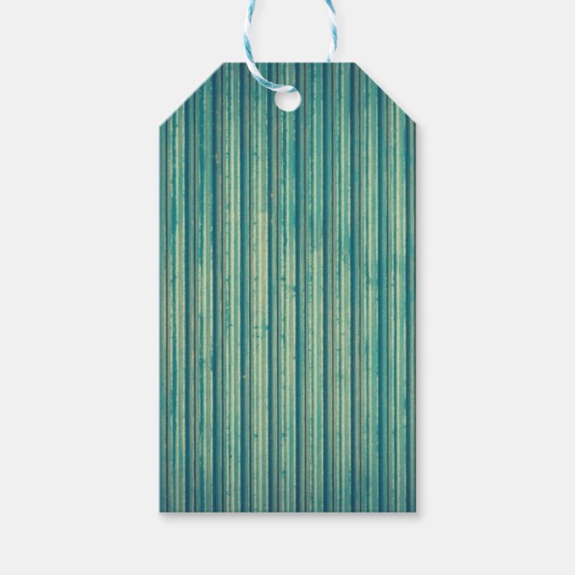 Striped Blue Metal Lines Gift Tags (Front)
