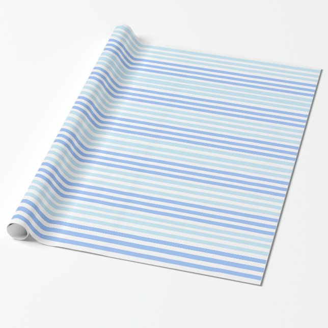 Striped Blues Wrapping Paper (Unrolled)
