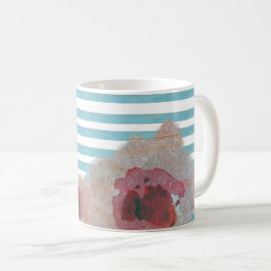 Striped Boho Chic Floral Pattern Coffee Mug