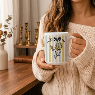 Striped Boho Floral It's Okay To Have Bad Days Coffee Mug