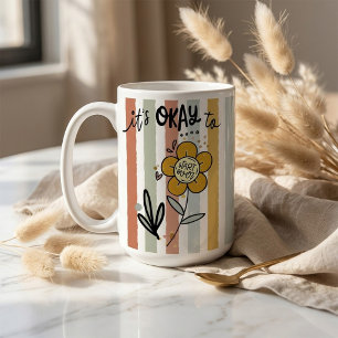 Striped Boho Floral It's Okay To Start Over Coffee Mug