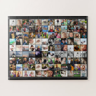 Striped Borders 80 Family Friends Photo Collage Jigsaw Puzzle