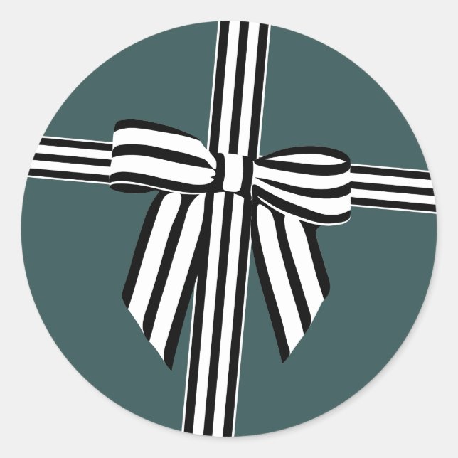 Striped Bow Sticker Green (Front)