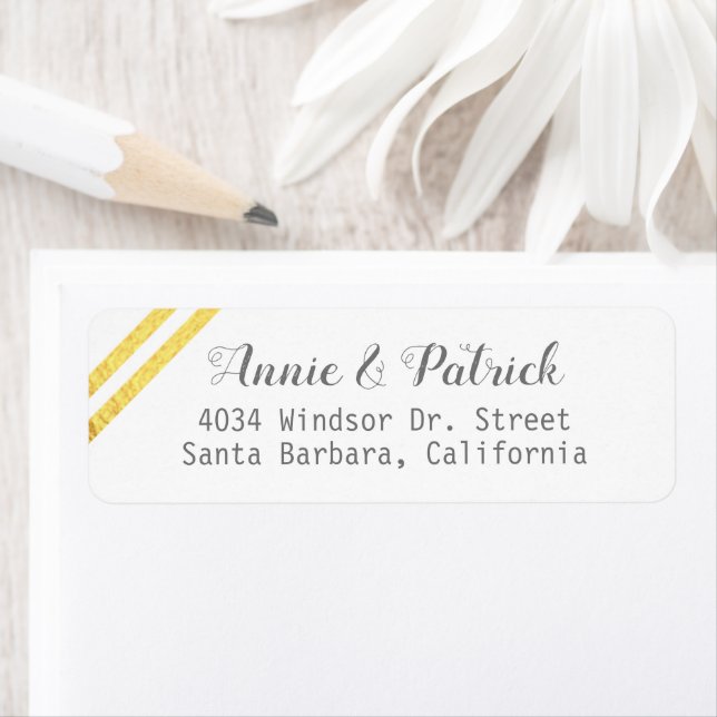 striped bride groom names wedding return address (Insitu)