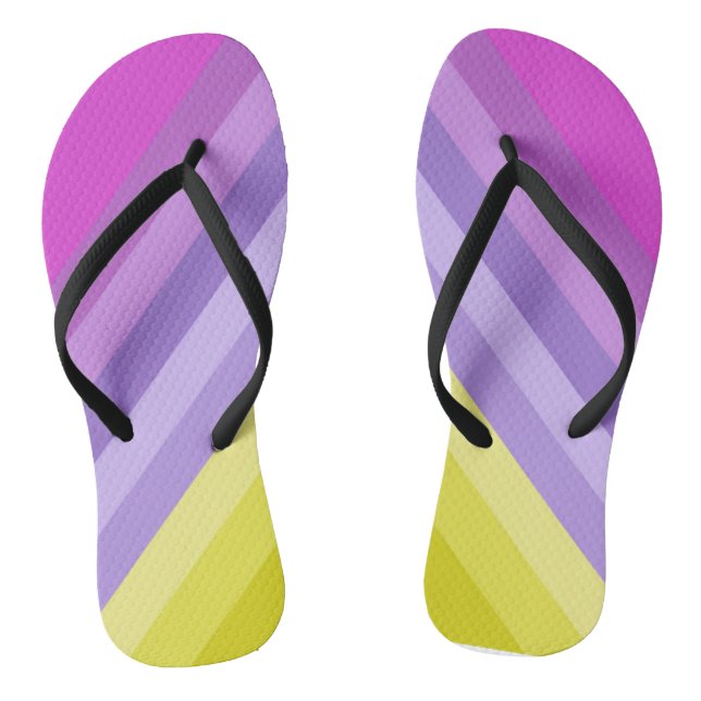 Striped, bright , rainbow flip flops (Footbed)