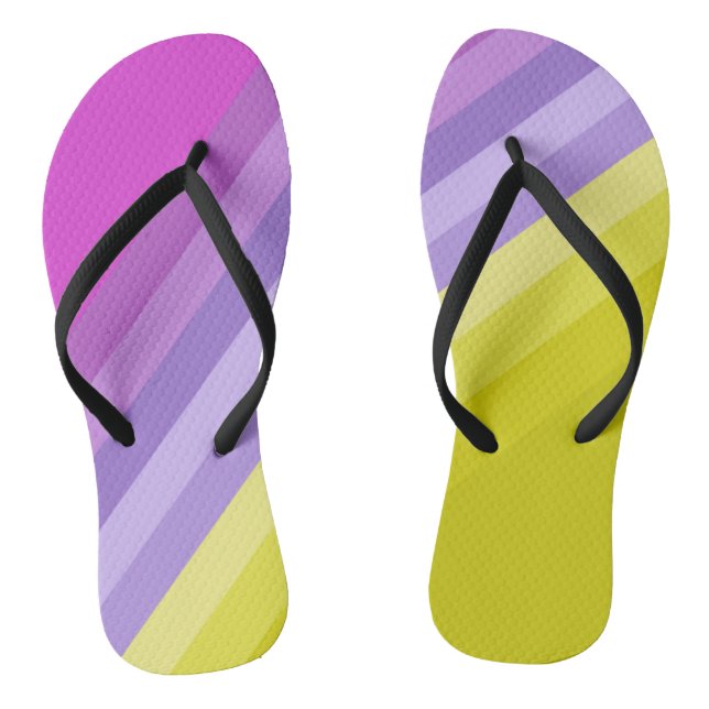 Striped, bright , rainbow flip flops (Footbed)