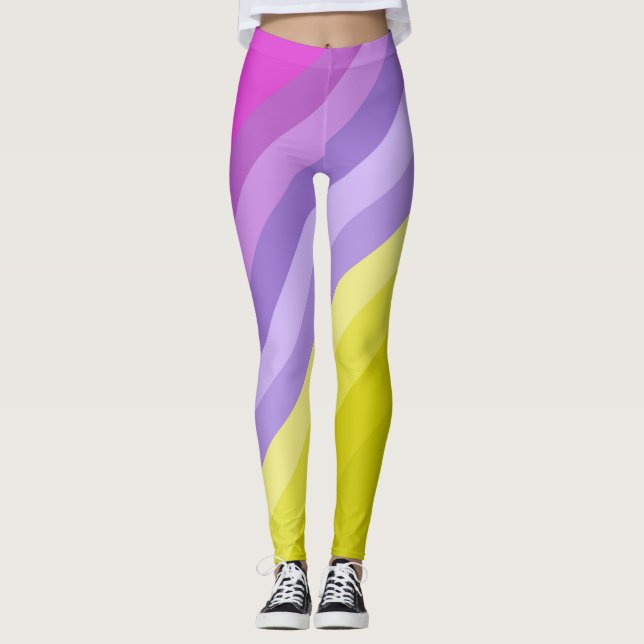Striped, bright , rainbow leggings (Front)