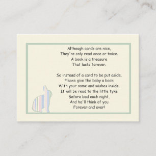 Striped Bunny Baby Shower Book Poem - Insert Card