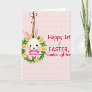 Striped Bunny Wreath Easter Card