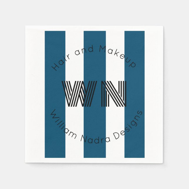 striped business logo monogram circle gift napkin (Front)