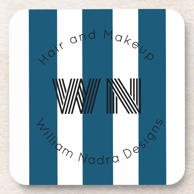 striped business logo monogram coaster circle gift (Front)