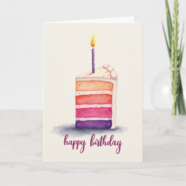 Striped Cake Slice Art Card (Front)