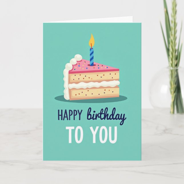 Striped Cake Slice Wish Card (Front)