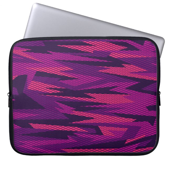 Striped Camouflage: Abstract Geometric Pattern Laptop Sleeve (Front)