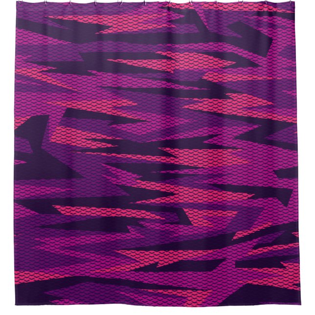 Striped Camouflage: Abstract Geometric Pattern Shower Curtain (Front)