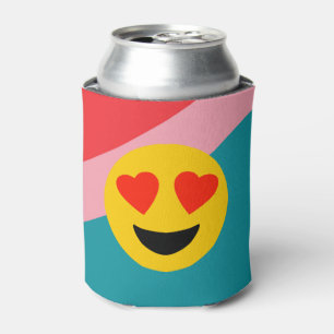 Striped Can Cooler With Love Emoji On Stripes