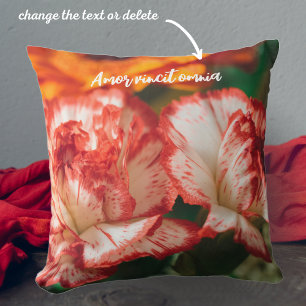 Striped carnations and gerbera cushion