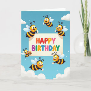 Striped Cartoon Birthday Card