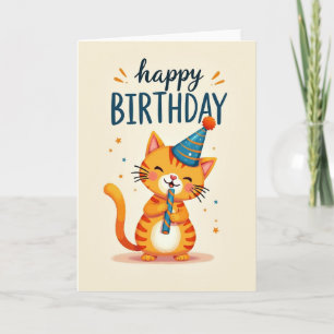 Striped Cat Birthday Card