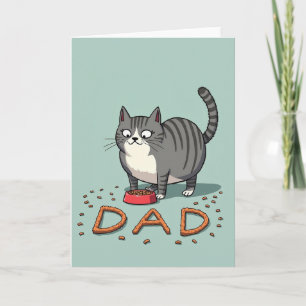 Striped Cat Dad Kibble Father Card