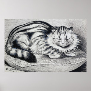 Striped Cat, Louis Wain Poster