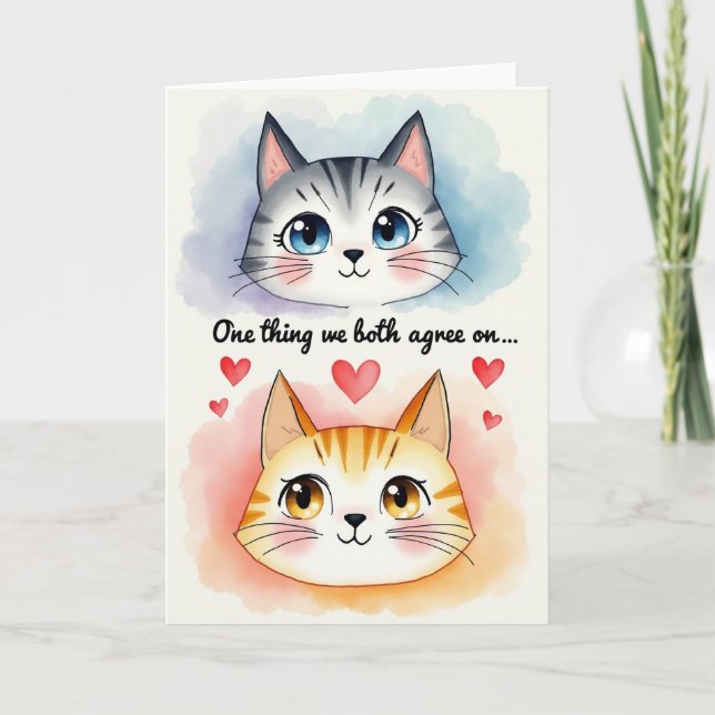 Striped Cats Agree Card (Front)