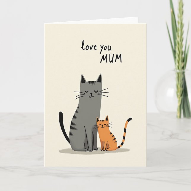 Striped Cats Love Mum Card (Front)