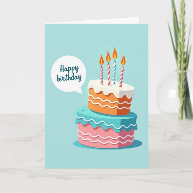 Striped Celebration Cake Card (Front)