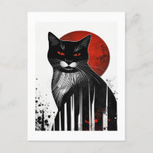 Striped Charm: Halloween Autumn Cat Art