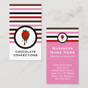Striped Chic Chocolate Strawberry Business Card