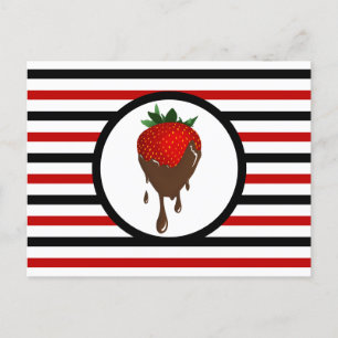 Striped Chic CHOCOLATE STRAWBERRY Postcard