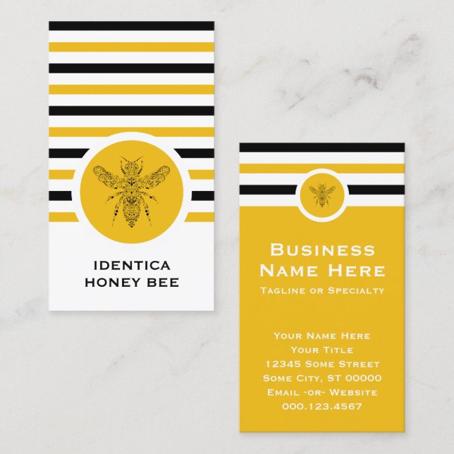 Striped Chic HONEY BEE Business Card (Front/Back)