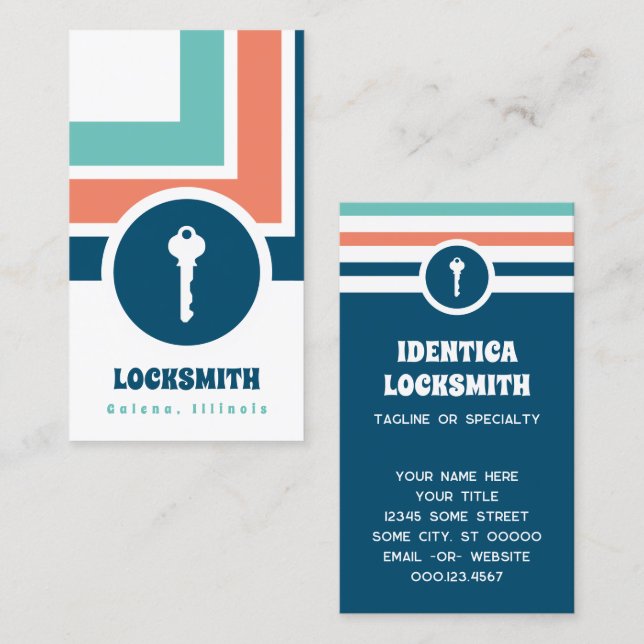 Striped Chic Locksmith Business Card (Front/Back)