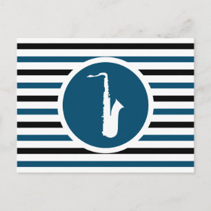 Striped Chic Saxophone Postcard