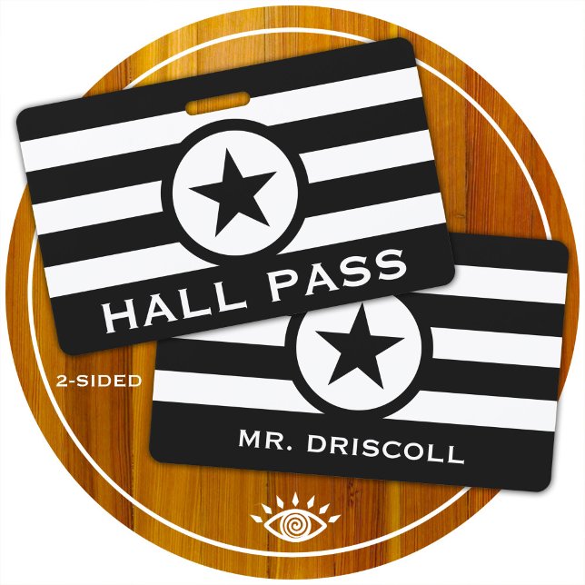 Striped Chic Star Hall Pass for Teachers ID Badge (Creator Uploaded)