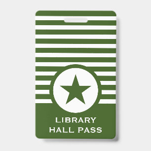 Striped Chic Star Hall Pass for Teachers ID Badge