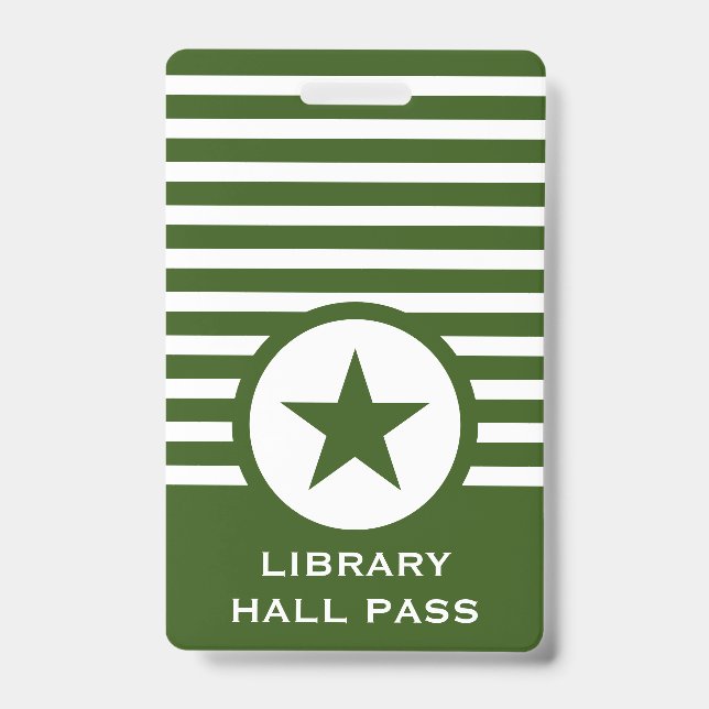 Striped Chic Star Hall Pass for Teachers ID Badge (Front)