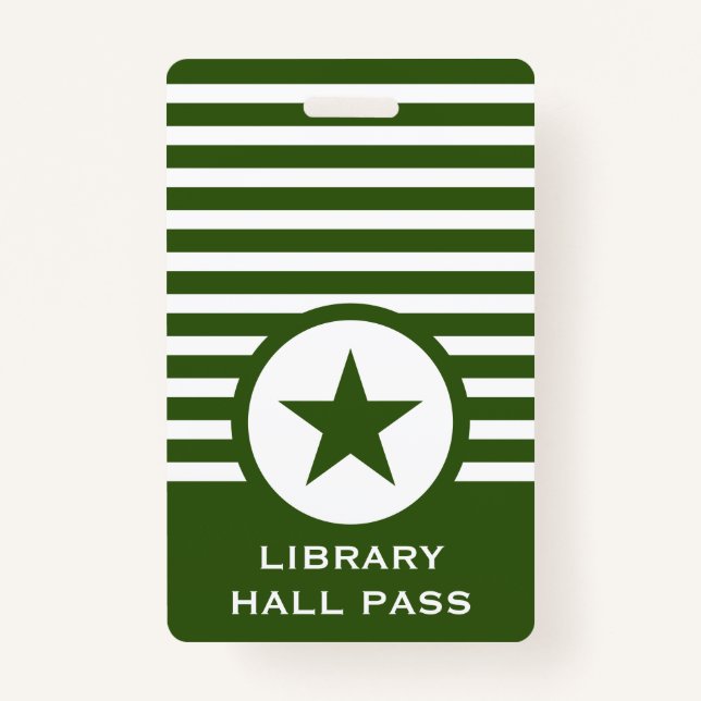 Striped Chic Star Hall Pass for Teachers ID Badge (Front)