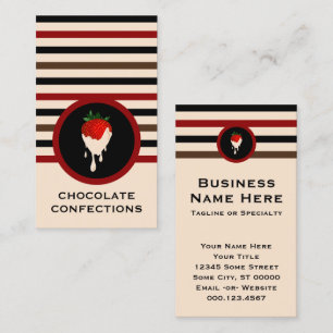 Striped Chic White Chocolate Strawberry Business Card