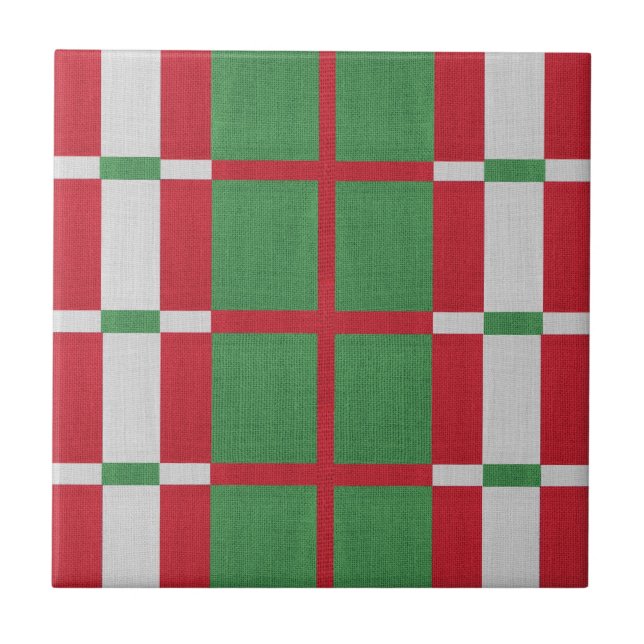 Striped Christmas Ceramic Tile (Front)