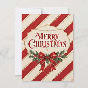 Striped Christmas , Merry Christmas Greeting style RSVP Card