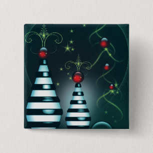 Striped Christmas Tree Baubles 15 Cm Square Badge